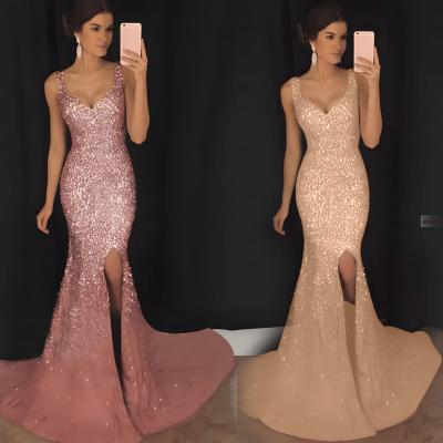 China Lady Party Dress Women 2022 Spring Breathable Elegant Evening Dress Sexy Sequins Summer Casual Long for sale