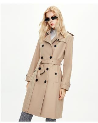 China 2021 Autumn And Winter 2021 Anti-wrinkle Middle Row Deduction British Women's Anorak Khaki Length Coat for sale