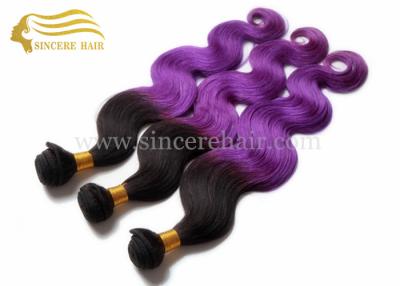 China 55 CM Body Wave Ombre Purple Hair Extensions Machine Weft for sale - 22