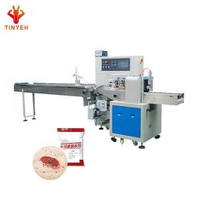 China Long Service Time Automatic Tray Flow Wrapping Bagging Machine Price Food Grade Food Grade Chicken Beef Pork Vegetable Fresh Vegetable Fruit Seafood Plastic Bag for sale