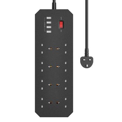 China UK Standard Wall Mount New Home AC Power Strip 8 Outlet Extension Power Socket Outlet Strip for sale