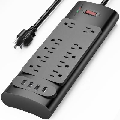 China Bototek Hot Sale Residential/General Purpose Power Strip Surge Protector with 10 AC Outlets and 4 USB Ports 6 Feet Long Extension Cord ETL for sale