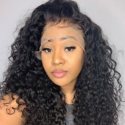 China Deep Wave Deep Wave 13x4 Lace Front Human Hair Wig Malaysian Remy Curly Glueless Frontal Wigs For Black Women for sale