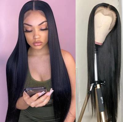 China 13x4 28 Inch Silky Straight Silky Straight Lace Front Human Hair Wig Pre Plucked Straight Transparent Lace Frontal Wigs For Color Woman 150% for sale