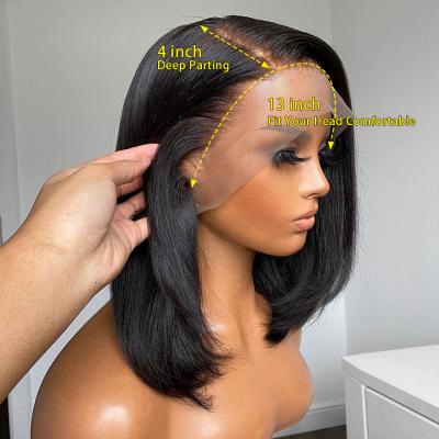 China Wholesale Short Bob 13x4 Quality Silky Straight Wave Best Lace Front Peruvian Colored Hair Lead Wigs Straight Wig Glueless Natural for sale