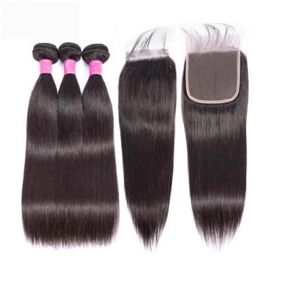 China Silky Straight Wave 30 40 Inch Wave Hair Bundle With Closure 5X5 Remy Human Hair Weave Bundle 100% With Frontal Closure Hair Extension for sale