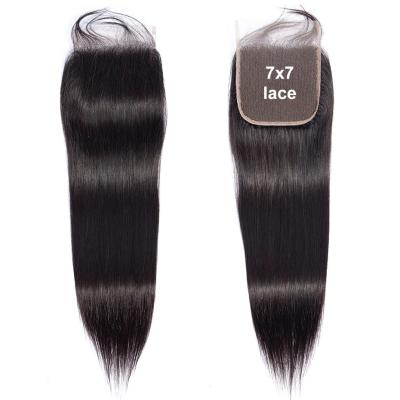 China Hd Hot Selling Silky Straight Brazilian Indian Hair Silky Wave Lace Closure 7X7 Hair Wigs Lace Closure Wholesale for sale