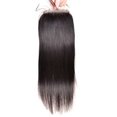 China Wholesale Seller 100% Real Virgin Hair Straight HD Brazilian Body Wave Lace Up Closure 5x5 Virgin Human Hair Human Hair Closure With Baby Hair Middle for sale