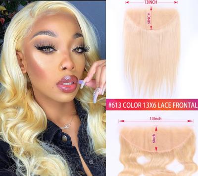 China Popular Real Human Hair Wigs 12A 100% 613 Virgin Hair Straight Lace Front Wigs Brazilian Medium Size HD Swiss 13X6 Lace Frontal Wigs for sale