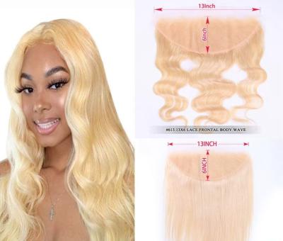 China Wholesale 100% Real Virgin Hair 613 Blonde Wig 13x6 Lace Band Transparent Brazilian Virgin Hair Extension With Center Part Closure for sale