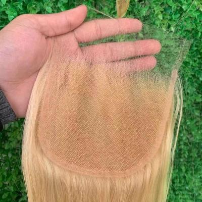 China 100% Virgin Human Hair Raw Quality Blonde Human Hair 613 Straight Transparent Body Wave Hair Extensions 5X5 Lace Closure For Peruvian Hair for sale