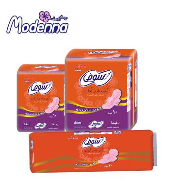 China Soft&Secure Iraq Arab Market SUFY 100 Super Absorbent Cotton Towel Disposable Sanitary Napkins And Women Pad for sale