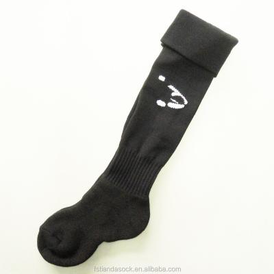 China Antibacterial Custom Logo Cotton Soccer Sock Children Kids Football Socks Black for sale