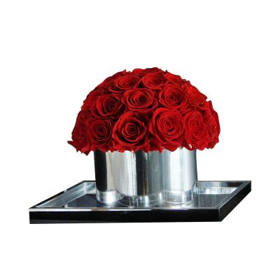 China Romantic Preserved Mushroom Shaped Real Roses Rose Decoration Christmas New Year Gift In Acrylic Round Box Immortal Eternal Flowers for sale