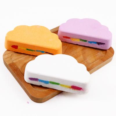 China Custom Luxurious Essential Oil Cloud Handmade Bath Bomb Rainbow Handmade Face Bath Body Fizzy Kinder Bath Bomb for sale