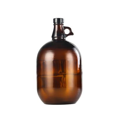 China Another Gallon Large Capacity Amber Liquor Bottle Glass Beer Shaker 4 Liter California Wine Containers Wine Jars With A Handle for sale