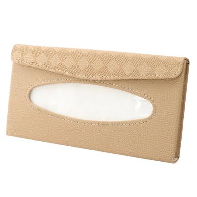 China Brief & 2022 Simple Color Car Tissue Box Holder Car Tissue Holder General Leather Cloth Holder for sale