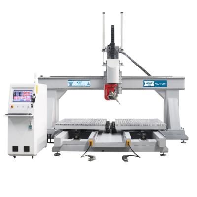 China Hot Sale Hotels 5 Axis ATC CNC Router For Wood Foam With Table And Carousel Tool Change 3D Mobile Woodworking Machining Center for sale