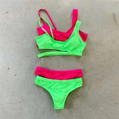 China Removable Padded Women Swimwear Bikini Custom Bathing Suit Manufacturer New Neon Color 2022 USA Two Pieces for sale