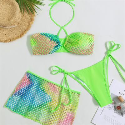 China Manufacturer High Quality Removable Padded 3 Piece Bikini With Cover Swimsuit Swimwear 2022 for sale