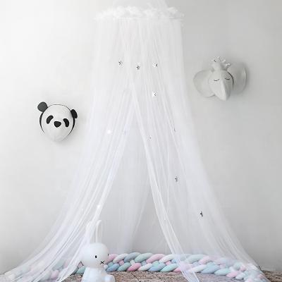 China Custom Easy Installation Folded Lightweight Double Bed Breathable Mosquito Net With Star Decoration for sale