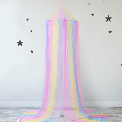 China New Style Rainbow Color Folded Hanging Dome Sleeping Net Mosquito For Kids Play Reading for sale