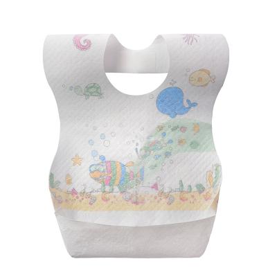 China Cute Disposable Cartoon Pattern Printed Non Woven Waterproof Disposable Baby Bibs for sale