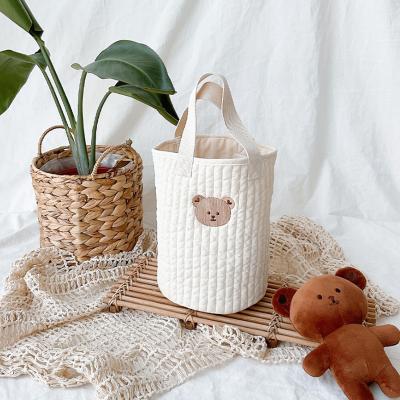 China Cotton Tote Bags With Cute Embroidery Durable Eco Friendly Reusable Simple Pattern for sale