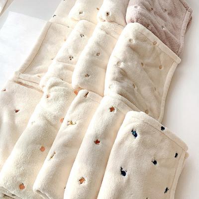 China PORTABLE Multifunctional Portable Baby Soft Warm Blanket With Cute Embroidery for sale