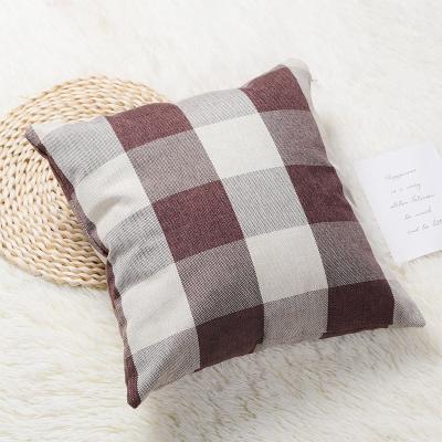 China New Style PORTABLE Home Decor Durable Plaid Pattern PP Cotton Filler Square Pillow for sale