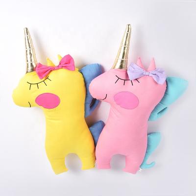 China Cute Soft Comfortable Kids Toys Custom PP Cotton Stuffed Sofa Cushion Unicorn Plush Pillow for sale