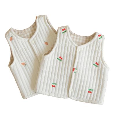 China New Style Soft 100% Cotton Thickened Vest Baby Warm Padded Sleeveless Vest for sale