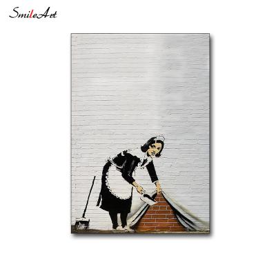 China Banksy Graffiti Paintings Modern Art 3D Wall Panel Canvas Wall Art For Living Room Home Eco-friendly Decor for sale