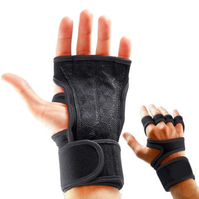 China Custom Logo Unisex Gym Gloves Weightlifting Palm Fitted Gloves Gym Fitness Weightlifting Protective Sports Gloves for sale