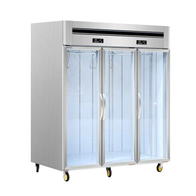 China Double-temperature 1500L Large Capacity Stainless Steel Cabinet Glass Door Kitchen Display Refrigerator Commercial Upright for sale