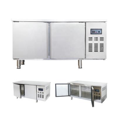 China Double-temperature Aoleisen All Copper 2 Door Manual Defrost Stainless Steel Commercial Kitchen Refrigerator and Freezer Under Counter Fridge for sale