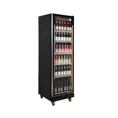 China Single-Temperature Double Door 3 Colors LED Lighting Auto Defrost Fast Cooling Wine and Beer Display Fridge for sale