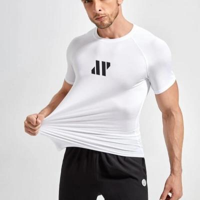 China Spandex Men's Athletic T-Shirts Tee 95% Polyester/5% Breathable White Men's Round Neck Workout T Shirts for sale