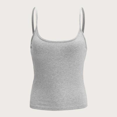 China Factory Wholesale Women's Polyester Tank Top Lady Solid Spaghetti Strap Breathable Crop Top for sale