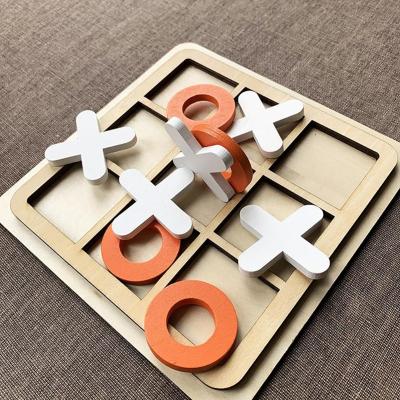 China OX Early Education Toy Wooden Tic-Tac-Toe Chess Three Line Games Cool Kids Puzzle Board Party Table Building Block Toys For Children for sale