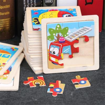 China Cool 9Pcs Kids 3D Wooden Puzzles Toys Educational Cartoon Animal Traffic Puzzles Brain Puzzle Wooden Jigsaw Toys For Kids Gifts for sale