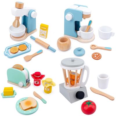 China Plastic Wooden Toys Kitchen Pretend Toy Wooden Coffee Maker Food Mixer Children Education Gift Simulation Toaster Game Chamber Machine First for sale