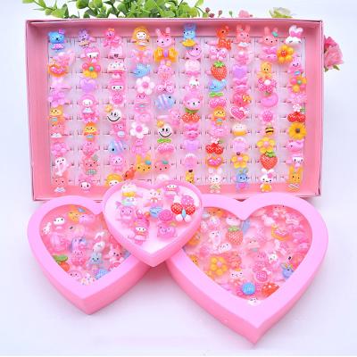 China Plastic Beauty 12/24/36/PCs/Set Princess Decor Girl Gifts Kids Girl Rings Toy Flower Bow Pretend Play Rings Children Jewelry Girl Makeup for sale