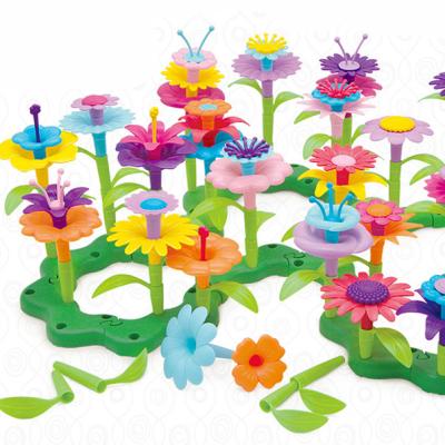 China 109pcs Flower Arrangement Plastic Creative Educational Toys Colorful Interconnecting Blocks Building Garden Game For Girls Gift for sale