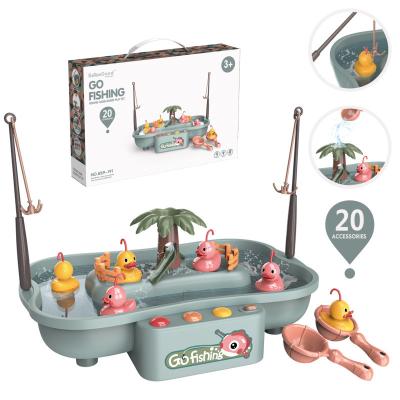 China Kids Plastic Toy Music Electric Circulation Fishing Duck Magnetic Fishing Platform Water Play Toys For Children Gift for sale