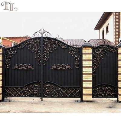 China Modern iron base track designs high quality luxury gate wrought iron gate design metal garden path gates for sale