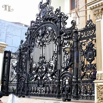 China Main Modern Iron Garden Gate Wrought Iron Modern Gate Designs Luxury Galvanized Metal Gate for sale