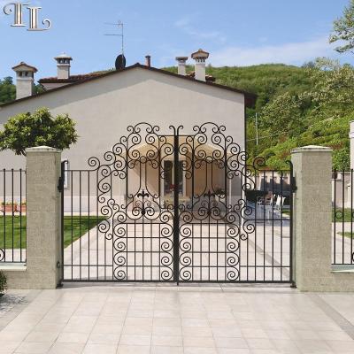 China Latest Modern Home Gates Driveway Metal Iron Main Gate Designs Garden Wrought Iron Gate for sale