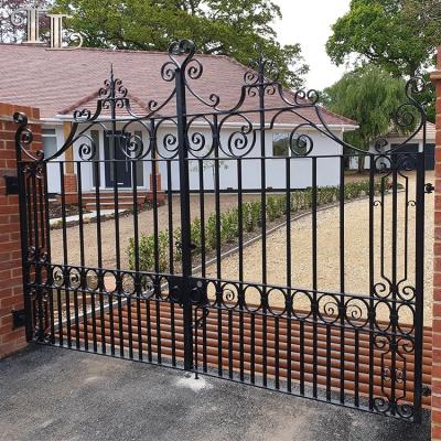 China Easily Assembled Modern High Quality Wrought Iron Driveway Gates Design House Iron Garden Gate Wrought Iron Driveway Gates for sale