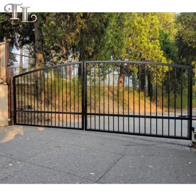 China Latest Easily Assembled Wrought Iron Front Door House Iron Main Gate Designs High Quality Modern Garage Driveway Door for sale